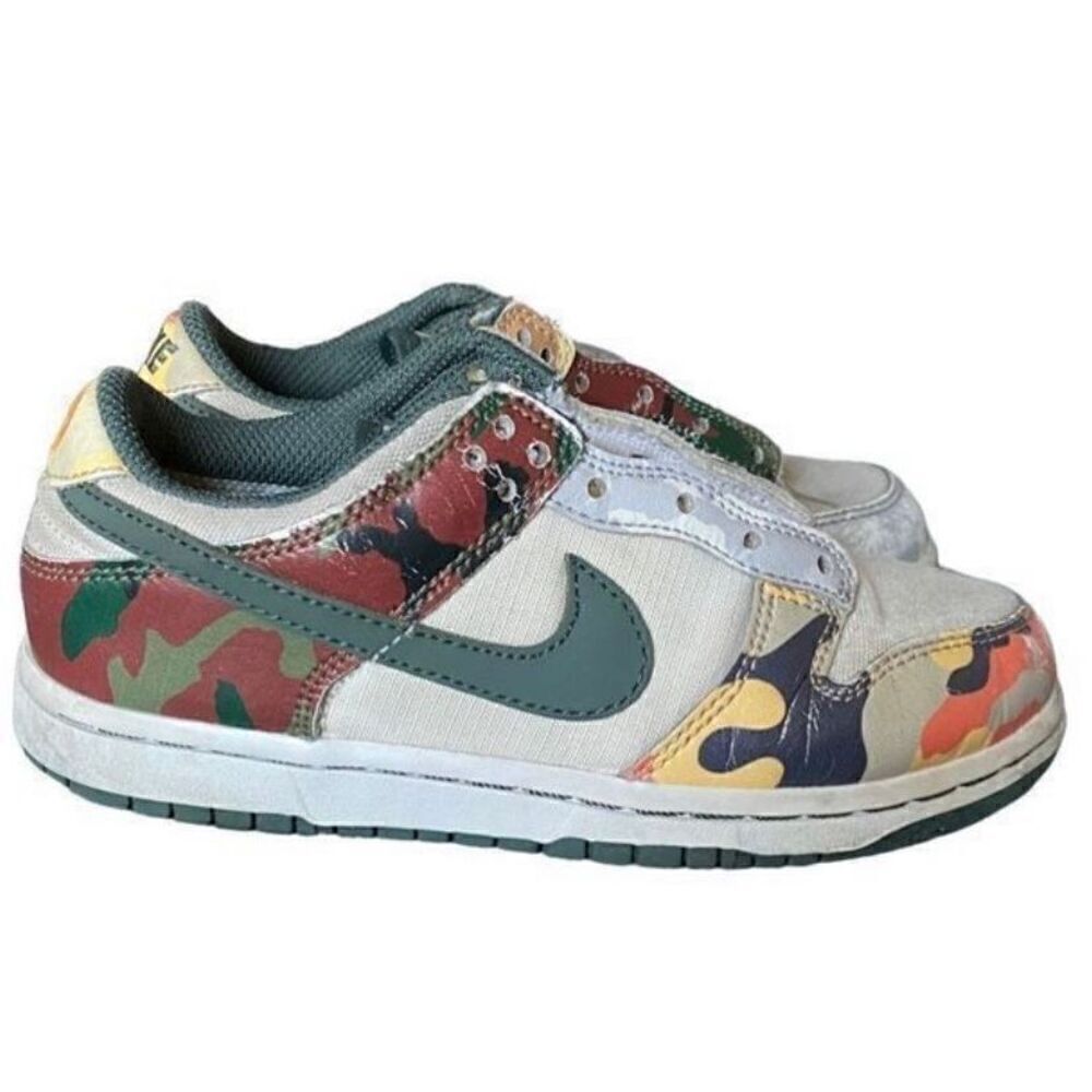Nike dunk low sail multi colored camo youth, athletic sneakers S/11